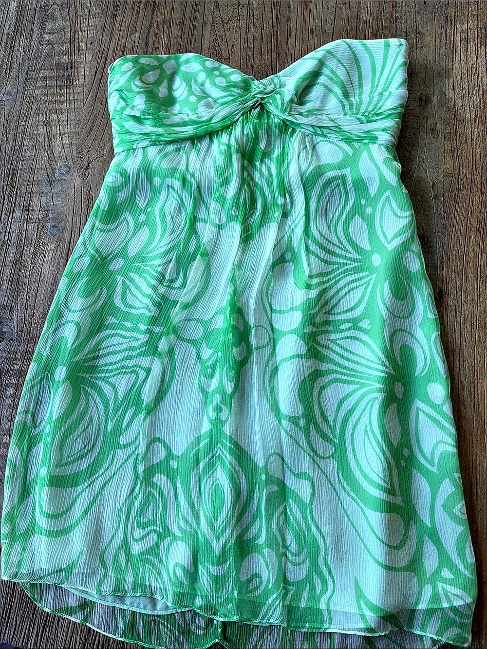 Milly Abstract Strapless Mini Dress in Green & White Size 10